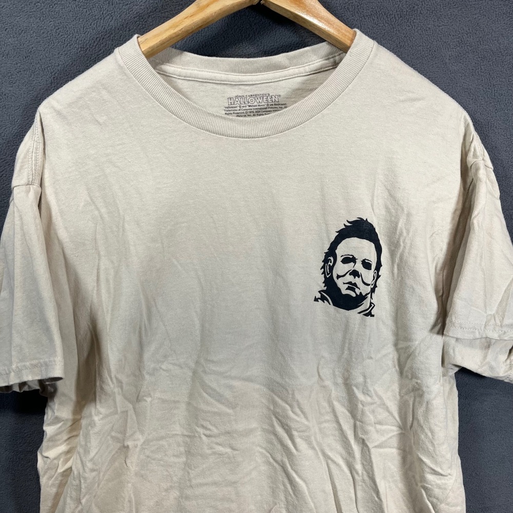 Halloween Michael Myers Serial Chiller Graphic T-Shirt Mens Large Cream Horror
